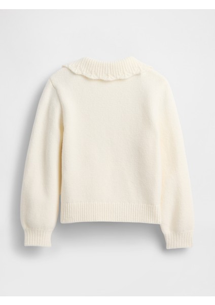Kız Bebek Beyaz Cashsoft Yaka Detaylı Kazak modelleri