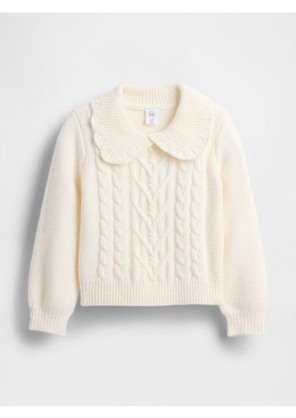 Kız Bebek Beyaz Cashsoft Yaka Detaylı Kazak fırsatları