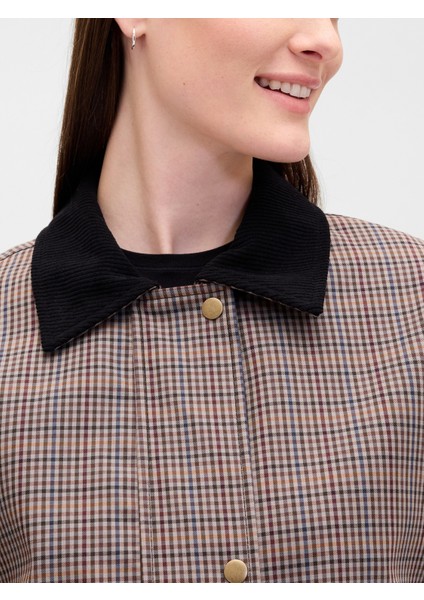 Kadın Kahverengi Kareli Ahşap Ceket fırsatları