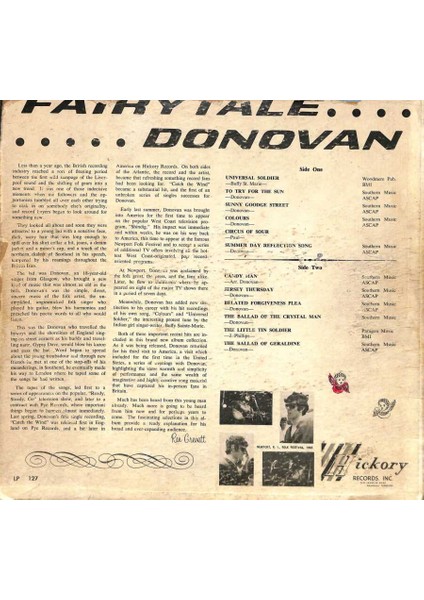 Donovan (1965) – Fairytale Lp (108) PLK17260 fiyatları