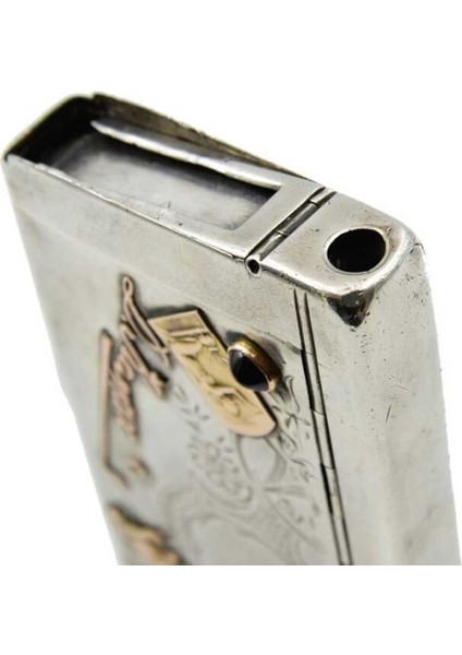 Motifi Altın Işlemeli Damgalı Rus Yapımı Gümüş Tütün Tabakası AOB1060 fırsatları