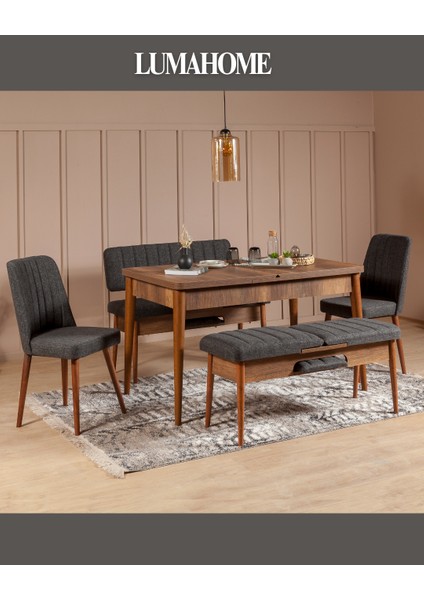 Gordes Ceviz-Antrasit Extra Yemek Masası Takımı fiyatları