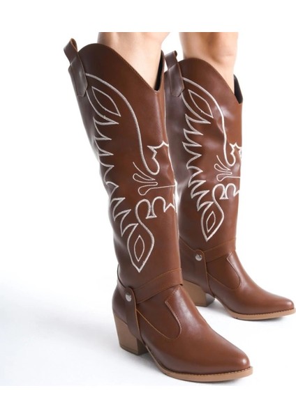 Jilla Taba Cilt Tak Çıkar Topuklu Bot ve Çizme