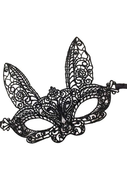 Siyah Renk Dantel Kesim Dantel Işlemeli Balo Parti Maskesi 7 No fırsatları