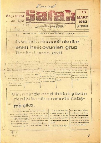Şafak 16 Mart 1983 - Ilk ve Orta Dereceli Okullar Arası Halk Oyunları Grup Finalleri Sona Erdi GZ122432
