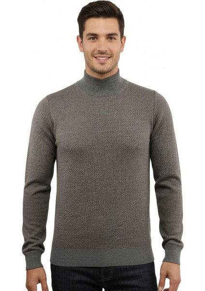 Erkek Yarım Balıkçı Kazak Çelik Örgü Regular Kalıp 5206B BGL-ST04853