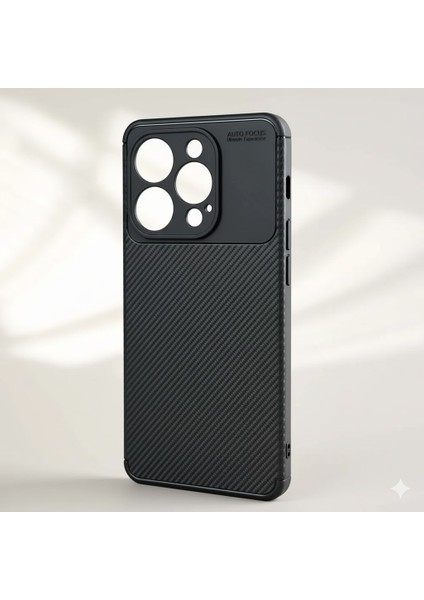 iPhone 16 Pro Max Uyumlu Karbon Fiber Desenli Yumuşak Silikon Kılıf
