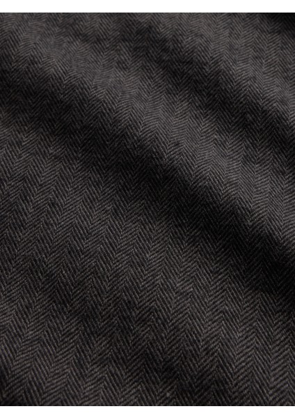 Erkek Siyah Organik Pamuk Relaxed Flannel Gömlek modelleri