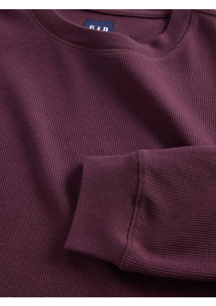 Erkek Bordo Waffle Crew T-Shirt modelleri