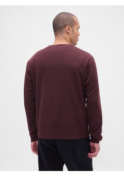 Erkek Bordo Waffle Crew T-Shirt fırsatları