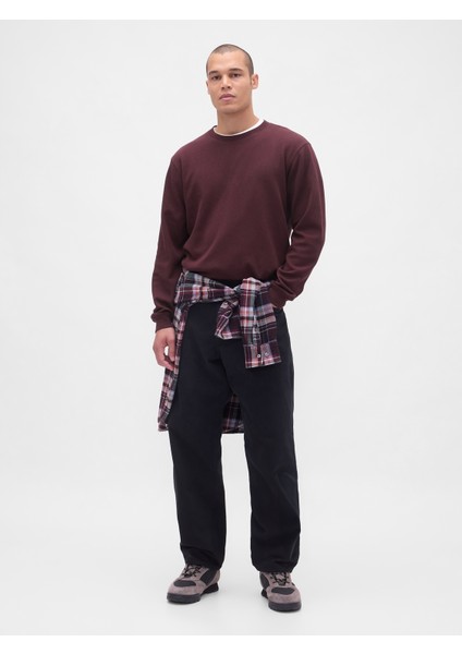 Erkek Bordo Waffle Crew T-Shirt indirimleri