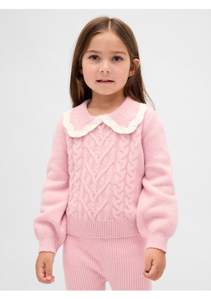 Kız Bebek Pembe Cashsoft Yaka Detaylı Kazak