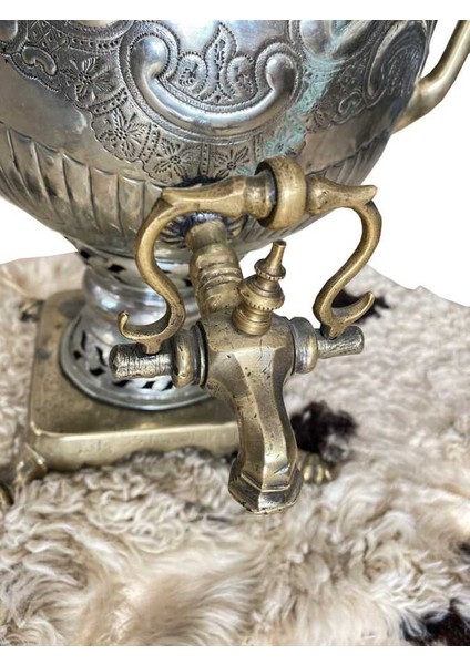 Osmanlıca Yazılı Antika Gümüş Kaplama Semaver AOB1893 modelleri