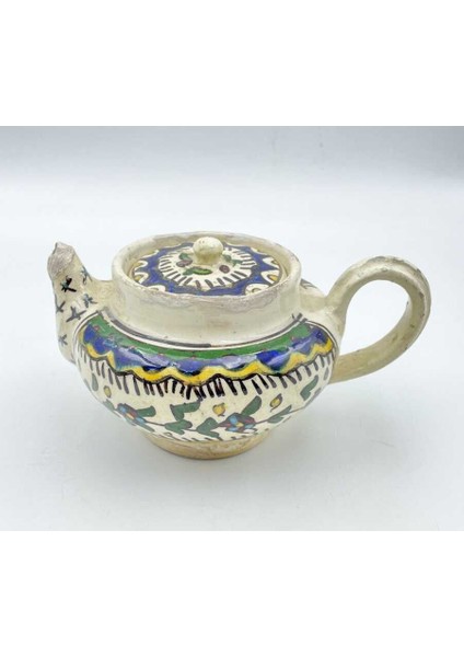 1970LER Çini Boya Desenli Seramik Sütlük AOB3269