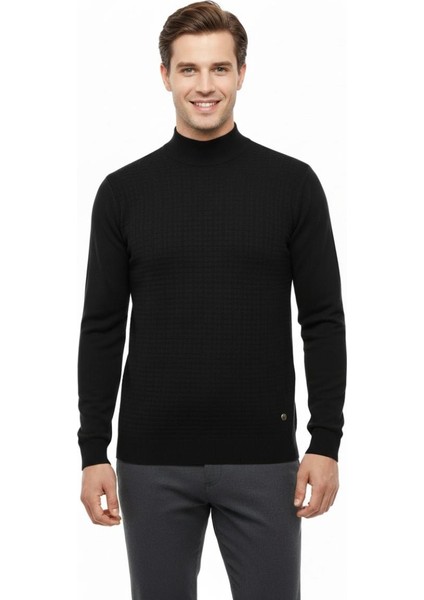 Erkek Yarım Balıkçı Kazak Çelik Örgü Regular Kalıp 5204B BGL-ST04855