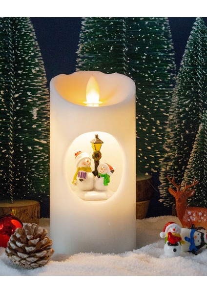 LED Mum | Yılbaşı Temalı Müzikli 360° Dönen Işıklı Noel Dekoru