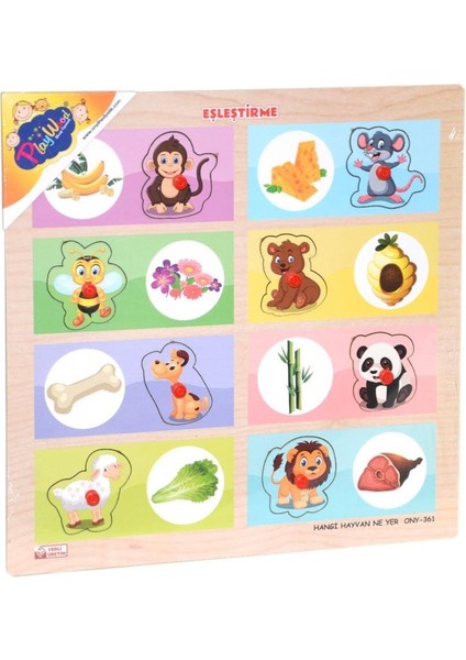 ONY-360-361 Onyıl, Ahşap Tutmalı Eşleştirme - Hangi Hayvan Ne Yer fiyatları