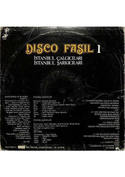 Istanbul Çalgıcıları Istanbul Şarkıcıları (1979) – Disco Fasıl 1 Lp (107.5) Lp fiyatları