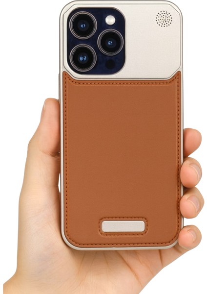 Therock 16 Pro Max Taba Magsafe Özellikli Alüminyum Alaşımlı Hakiki Deri,kokulu Metal Kızaklı Telefon Kılıfı fiyatları