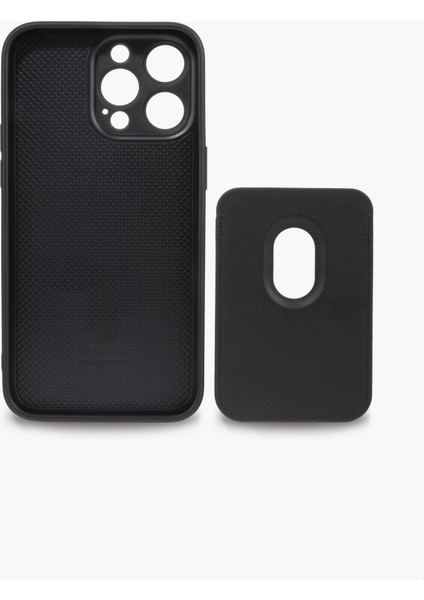 IPHONE 15 Pro Max Siyah Magsafe Özellikli Deri Telefon Kılıfı & Kartlık modelleri