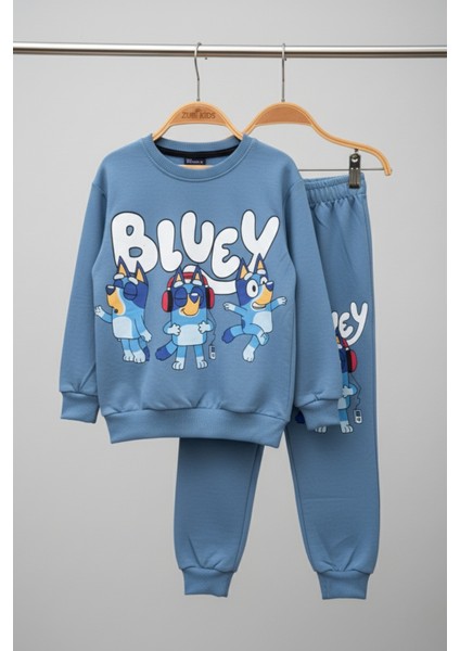 Karakter Baskılı Mavi Çocuk Eşofman Takımı (2 Iplik Kumaş)