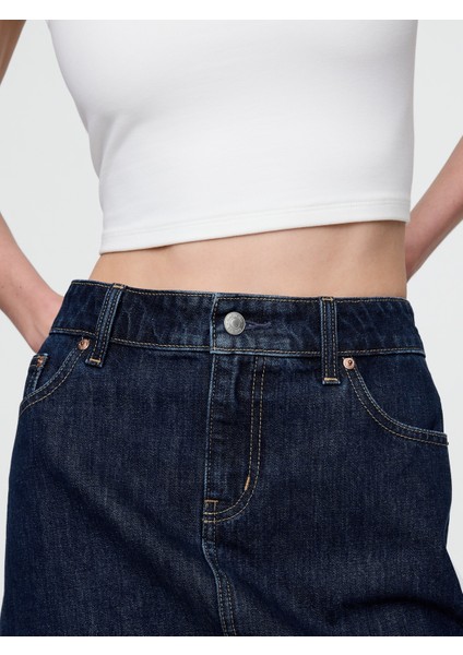 Kadın Lacivert Denim Mini Etek fırsatları