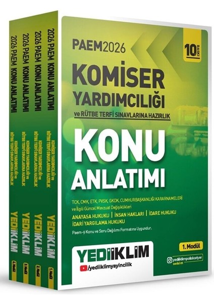 Yediiklim 2026 Paem Komiser Yardımcılığı ve Rütbe Terfi Konu Anlatımlı Modüler Set 10. Baskı Yediiklim Yayınları