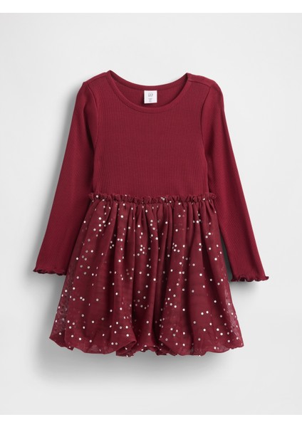 Kız Bebek Bordo Mixed Media Bubble Elbise fırsatları