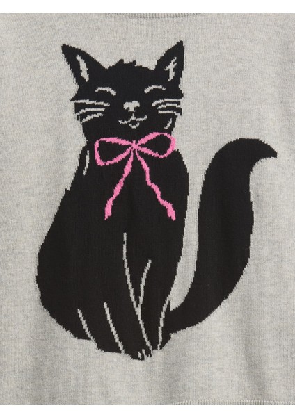 Kız Çocuk Gri Relaxed Intarsia Kazak fiyatları