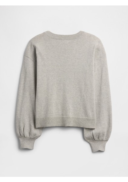 Kız Çocuk Gri Relaxed Intarsia Kazak modelleri