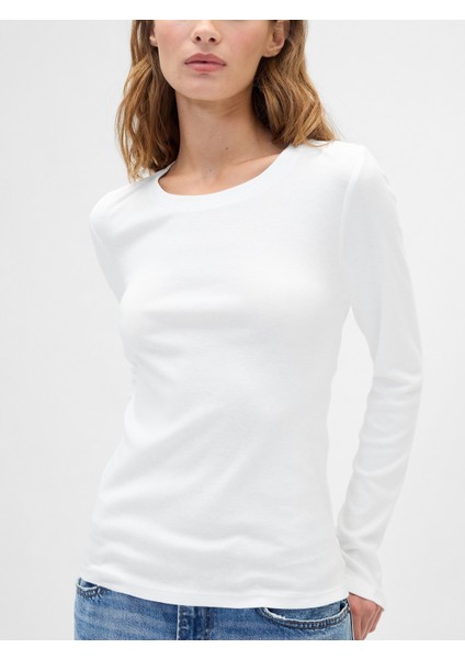 Kadın Beyaz Modern Crewneck T-Shirt modelleri