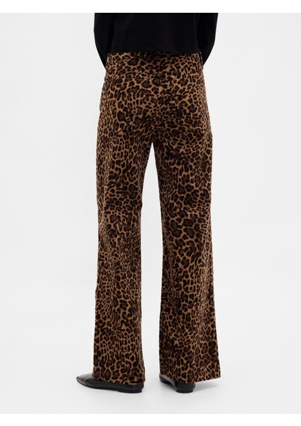 Kadın Kahverengi High Rise Kadife Stride Wide-Leg Jean Pantolon modelleri