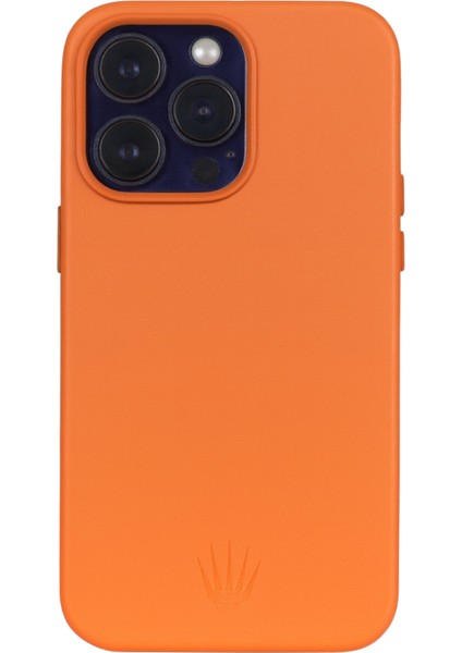 Triton Iphone 15 Pro Max Turuncu Kılıf Magsafe Özellikli Deri Kılıf