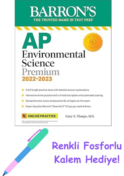 Ap Environmental Science: Premium With 5 Practice Tests (Barron's Test Prep) (Kapak Değişebilir) + Fosforlu Kalem Hediye