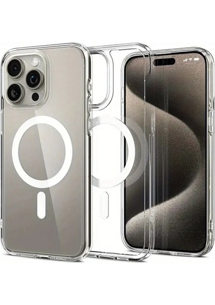 Apple iPhone 15 Pro Max Uyumlu Kılıf Zebana Sararmaz Clearmag Kılıf (M-Safe Uyumlu) Şeffaf fiyatları