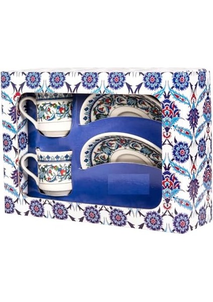 Topkapı Model Çini Işlemeli Kahve Fincanı Seti, 2 Kişilik, 2 Adet fiyatları