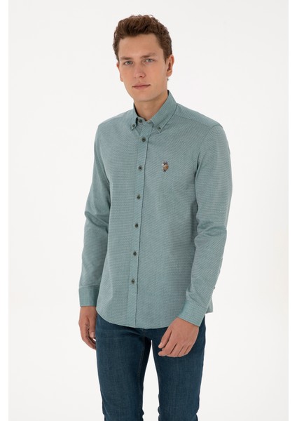 Erkek Koyu Yeşil Gömlek Basic 50307677-VR079