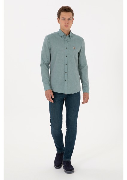 Erkek Koyu Yeşil Gömlek Basic 50307677-VR079 fırsatları