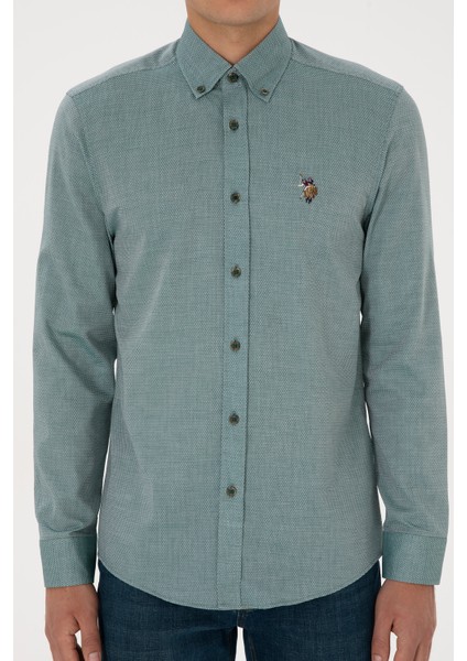 Erkek Koyu Yeşil Gömlek Basic 50307677-VR079