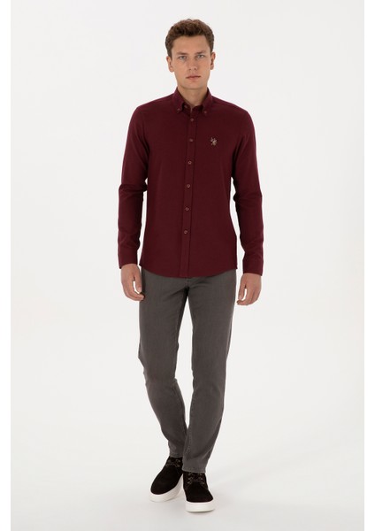Erkek Bordo Gömlek Basic 50307686-VR014 fırsatları