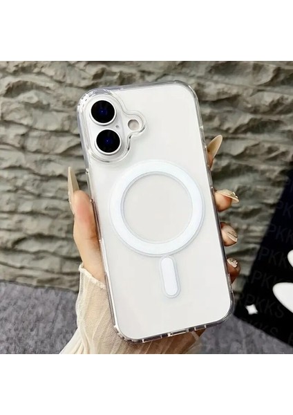 Apple iPhone 16 Uyumlu Kılıf Zebana Sararmaz Clearmag Kılıf (M-Safe Uyumlu) Şeffaf