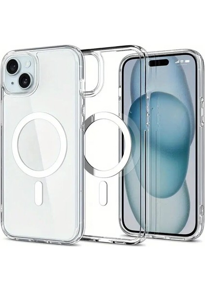 Apple iPhone 15 Uyumlu Kılıf Zebana Sararmaz Clearmag Kılıf (M-Safe Uyumlu) Şeffaf