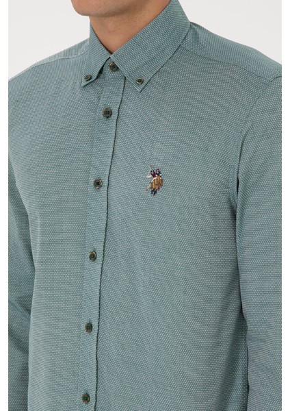 Erkek Koyu Yeşil Gömlek Basic 50307677-VR079