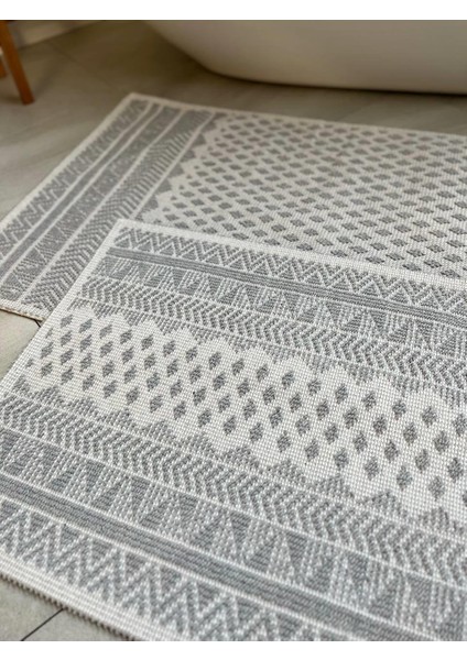 Tapis Bukle Doğal Pamuklu 2'li Banyo Paspas Seti 60X100+50X60 cm - Gri fiyatları