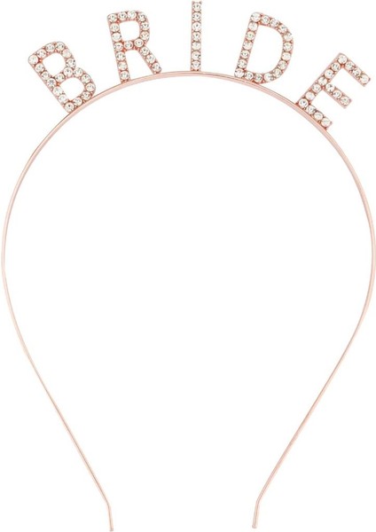 Rose Gold Renk Bekarlığa Veda Kristal Taş Bride Tacı Ithal 16X10 cm