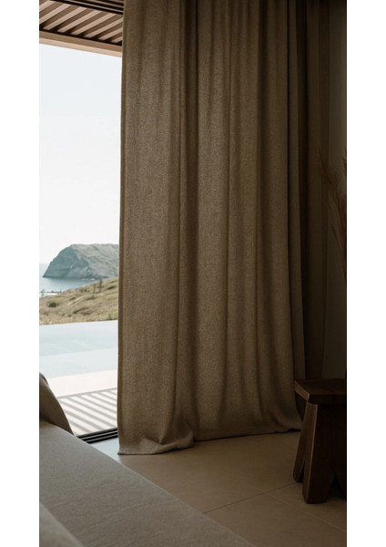 Ince Tül Fon Perde – Kahve - Pileli Dikim -Ince Dokulu - 1 Adet - KNB4216