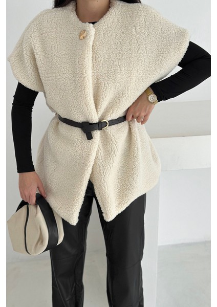 Kadın Kemerli Peluş Yelek – Sıcak & Yapılandırılmış Kış Stili fiyatları