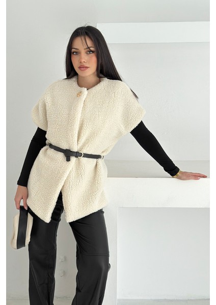 Kadın Kemerli Peluş Yelek – Sıcak & Yapılandırılmış Kış Stili