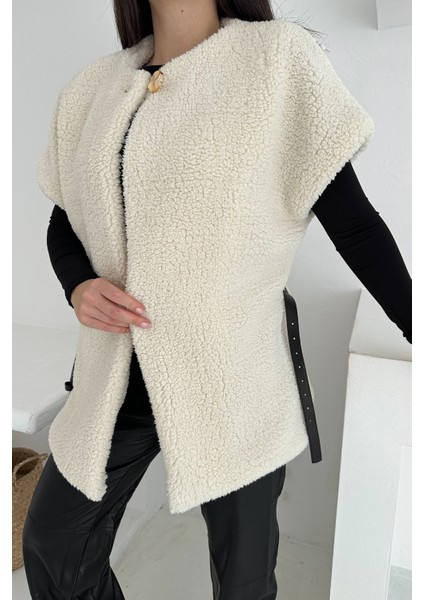 Kadın Kemerli Peluş Yelek – Sıcak & Yapılandırılmış Kış Stili