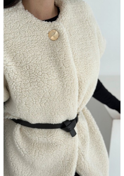 Kadın Kemerli Peluş Yelek – Sıcak & Yapılandırılmış Kış Stili